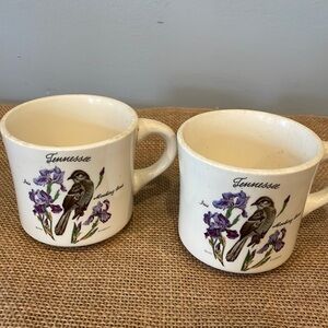 Tennessee coffee mugs vintage set with state bird & flower